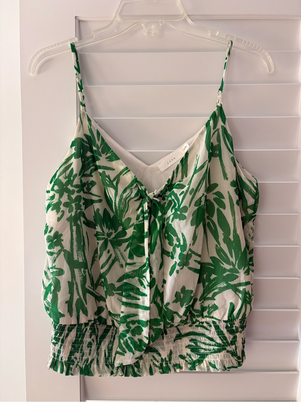 Lush Green and Cream Floral Tie-Front Cami